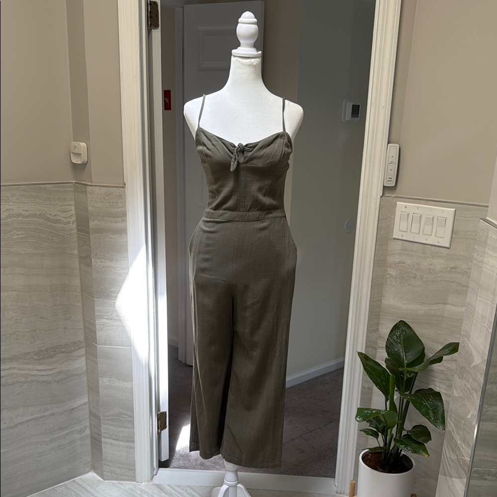 Abercrombie & Fitch Green Ruched Ribbed Sundress